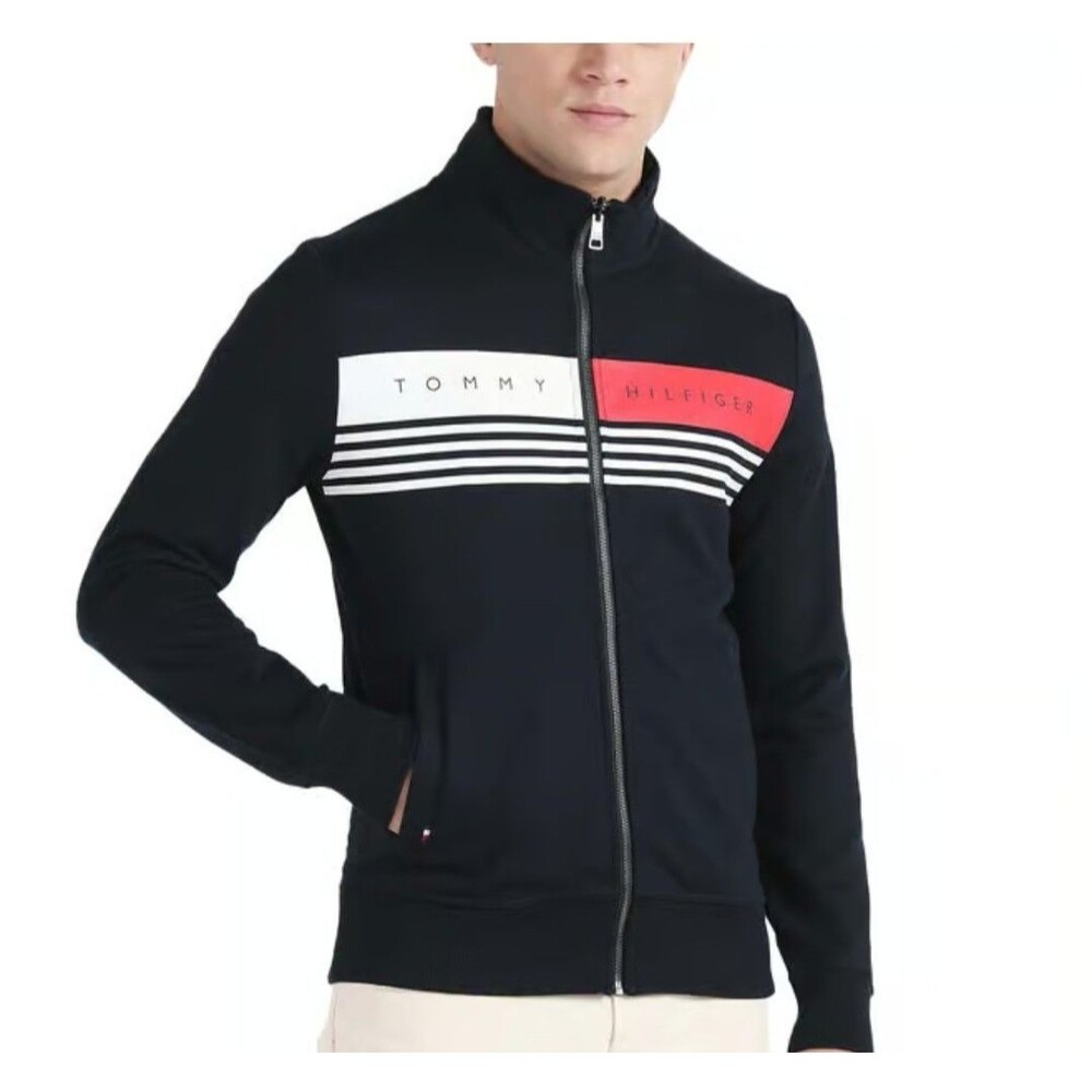 Authentic NWOT Tommy Hilfiger Men Sweater Sz M Front Zip